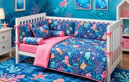 Pink & Blue Mermaid Cot Bedding Set