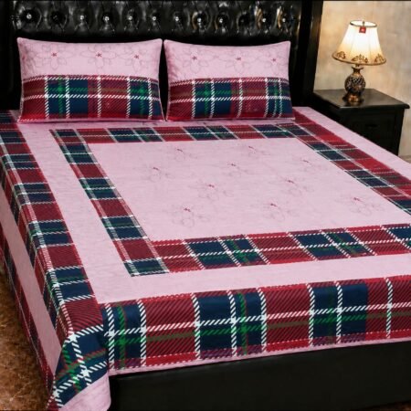 Printed Patchwork Embroidered Bed Sheet GN Design (1)