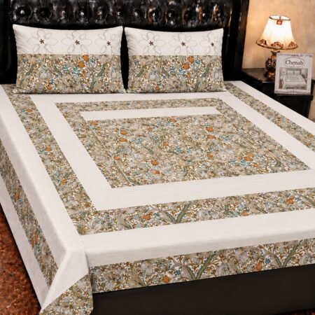Printed Patchwork Embroidered Bed Sheet GN Design (5)