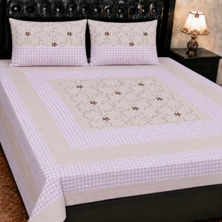 Printed Patchwork Embroidered Bed Sheet GN Design (7)