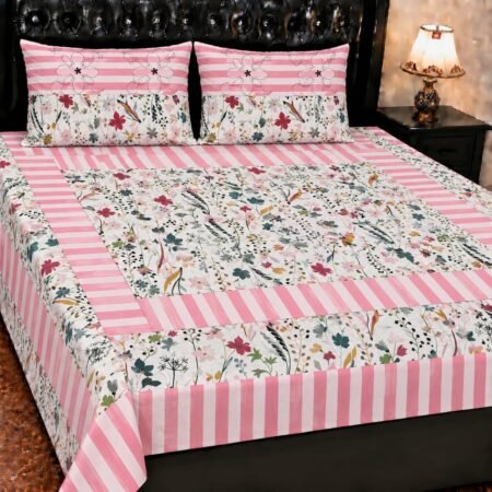 Printed Patchwork Embroidered Bed Sheet GN Design (8)