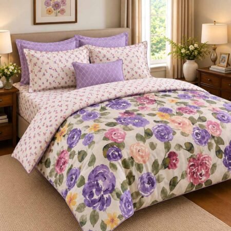 Purple Bloom Printed Bedsheet