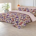 Purple Rose Floral Printed Bed Sheet Set