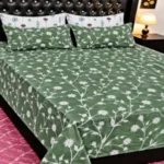 Sage Green & White Daisy Floral Printed Bedsheet
