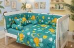 Teal Rainbow & Floral Cot Bedding Set